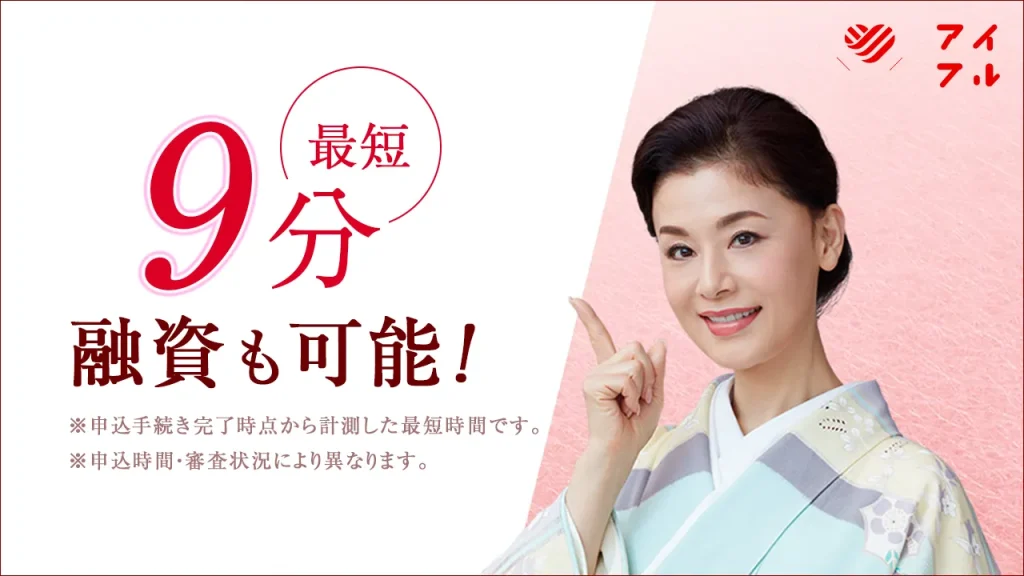 アイフルの広告バナー(最短9分で融資も可能)