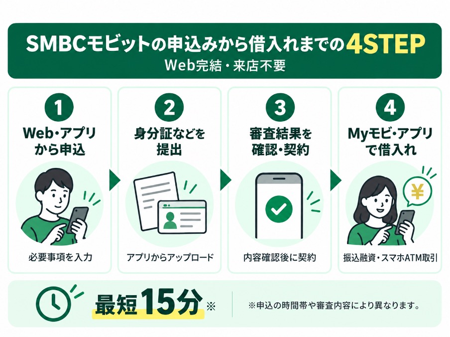 SMBCモビットの申込みから契約・借入れまでの流れ
